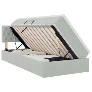 vidaXL Lit de Rangement avec matelas Gris clair 100 x 200 cm Velours
