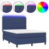 vidaXL Sommier &agrave; lattes de lit et matelas et LED Bleu 140x190 cm Tissu