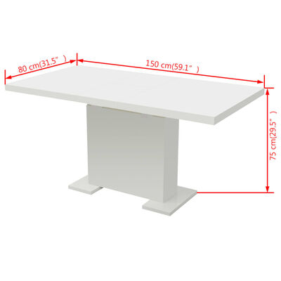 vidaXL Table extensible de salle à manger Blanc brillant