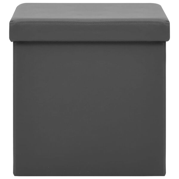 vidaXL Tabourets de rangement pliables lot de 2 gris PVC