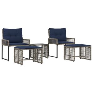 vidaXL Ensemble de meubles d'ext&eacute;rieur 5 pcs Gris et marine