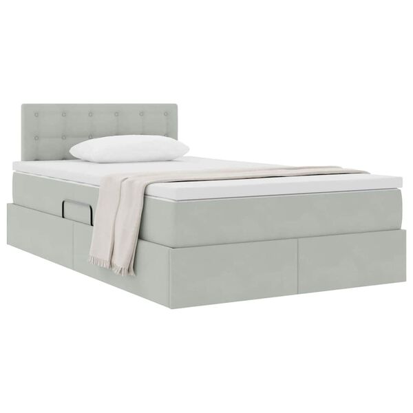 vidaXL Lit de Rangement avec matelas Gris clair 120 x 200 cm Velours