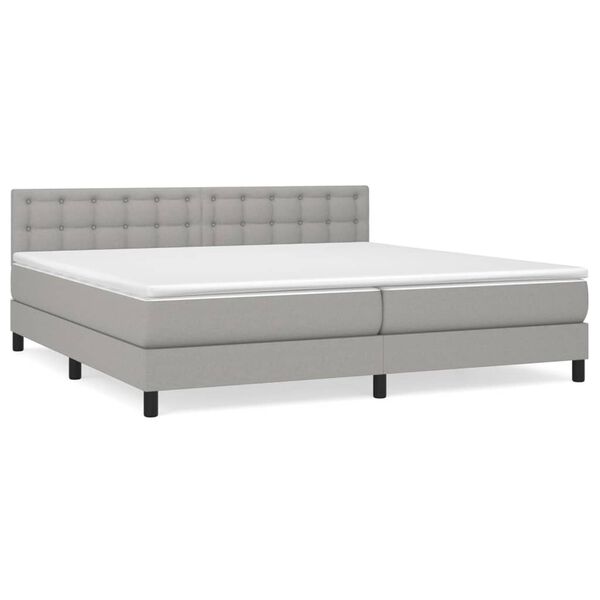 vidaXL Sommier &agrave; lattes de lit avec matelas Gris clair 200x200cm Tissu