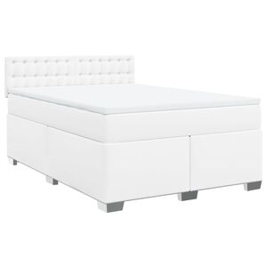 vidaXL Sommier &agrave; lattes de lit avec matelas Blanc 140x200cm Similicuir