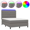 vidaXL Sommier &agrave; lattes de lit et matelas et LED Gris fonc&eacute; 140x200 cm