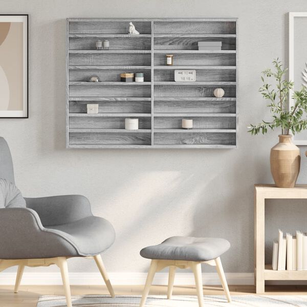 vidaXL Armoire &agrave; vitrine sonoma gris 100x8,5x75 cm bois d'ing&eacute;nierie