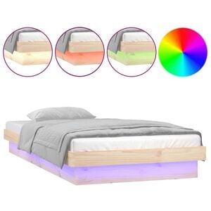 vidaXL Cadre de lit &agrave; LED sans matelas 90x200 cm bois massif