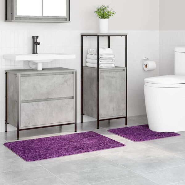 vidaXL Ensemble de tapis de bain antid&eacute;rapants 2 pcs Violet PP