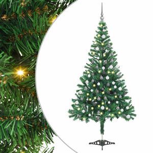 vidaXL Arbre de No&euml;l artificiel pr&eacute;-&eacute;clair&eacute;/boules 120 cm 230 branches
