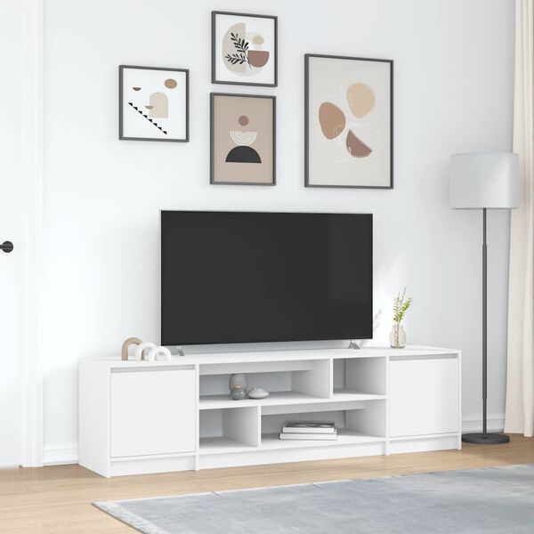 vidaXL Meuble TV blanc 188,5x41x50 cm bois d'ing&eacute;nierie