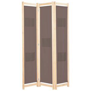 vidaXL Cloison de s&eacute;paration 3 panneaux Marron 120x170x4 cm Tissu