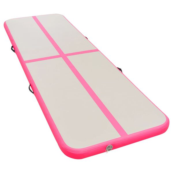 vidaXL Tapis gonflable de gymnastique avec pompe 400x100x10cm PVC Rose