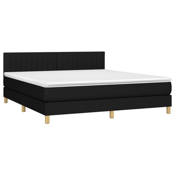 vidaXL Sommier &agrave; lattes de lit avec matelas Noir 180x200 cm Tissu