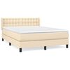 vidaXL Sommier &agrave; lattes de lit avec matelas Cr&egrave;me 140x190 cm Tissu