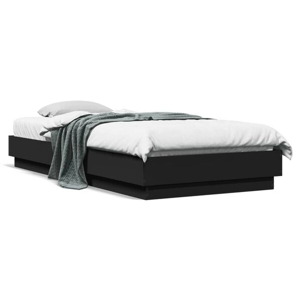 vidaXL Cadre de lit sans matelas noir 90x200 cm bois d'ing&eacute;nierie