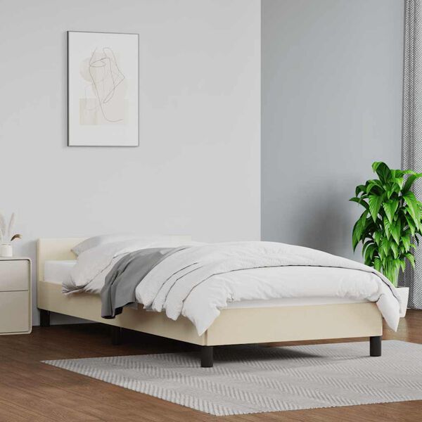 vidaXL Cadre de lit avec tête de lit sans matelas crème 90x200 cm