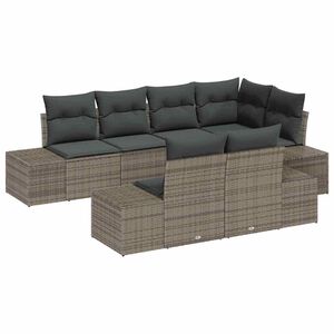 vidaXL Ensemble de canap&eacute; de jardin avec stockage 7 pcs Gris polyrotin