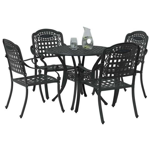 vidaXL Ensemble de salle &agrave; manger pour jardin 5 pcs Noir
