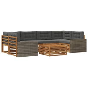 vidaXL Ensemble de canap&eacute;s d'ext&eacute;rieur 7 pc Naturel et Anthracite