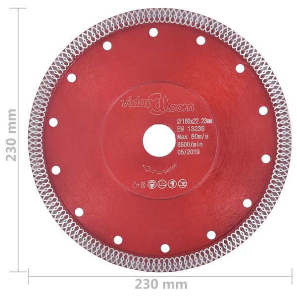 vidaXL Disque de coupe diamant&eacute; avec trous Acier 230 mm