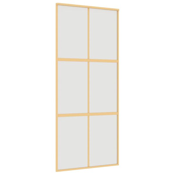vidaXL Porte coulissante dor&eacute; 90x205 cm verre ESG d&eacute;poli et aluminium