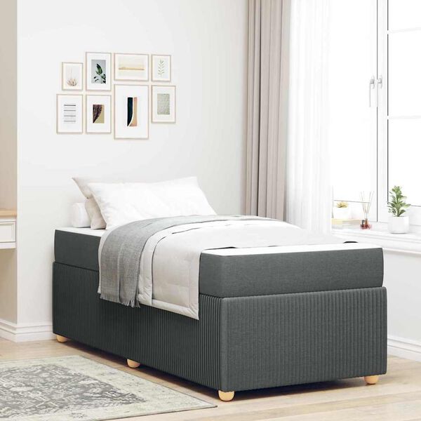 vidaXL Cadre de lit avec matelas Gris fonc&eacute; 100 x 200 cm tissu