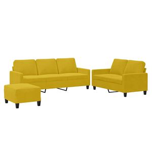 vidaXL Ensemble de canapés 3 pcs avec coussins Jaune Velours
