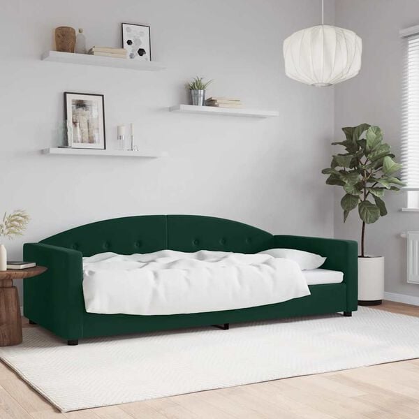 vidaXL Lit de repos sans matelas vert fonc&eacute; 90x200 cm velours