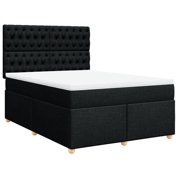 vidaXL Sommier &agrave; lattes de lit avec matelas Noir 140x190 cm Tissu