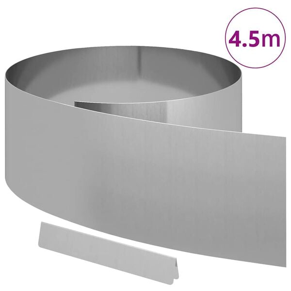vidaXL Bordure de Pelouse Argent 450 x 0,05 x 15 cm Acier galvanis&eacute;