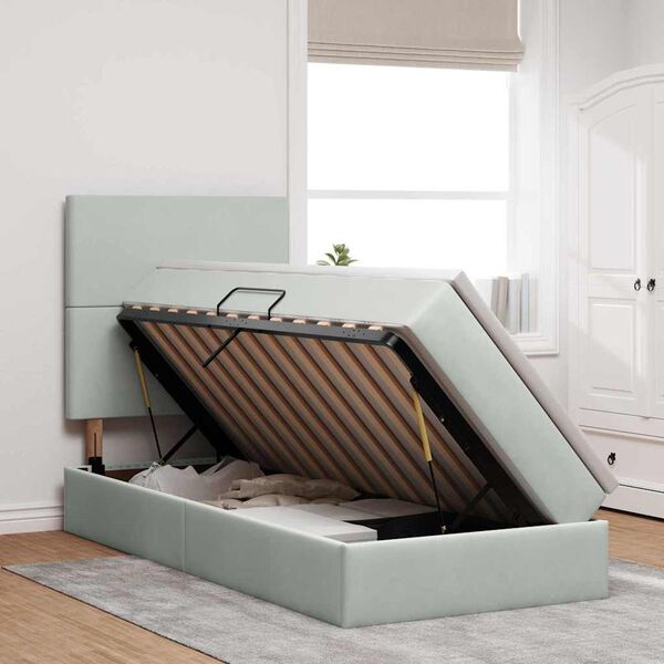 vidaXL Lit avec rangement et matelas Gris clair 100 x 200 cm Velours