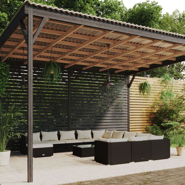 vidaXL Salon de jardin 13 pcs avec coussins R&eacute;sine tress&eacute;e Noir