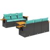 vidaXL Salon de jardin 7 pcs avec coussins noir r&eacute;sine tress&eacute;e