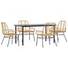 vidaXL Ensemble &agrave; manger jardin 5pcs marron poly rotin verre