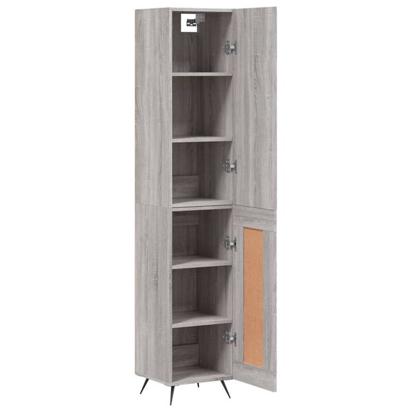 vidaXL Buffet haut Sonoma gris 34,5x34x180 cm Bois d'ing&eacute;nierie