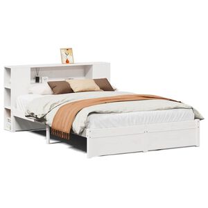 vidaXL Lit biblioth&egrave;que sans matelas blanc 140x190 cm bois pin massif