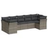 vidaXL Salon de jardin avec coussins 7 pcs gris r&eacute;sine tress&eacute;e