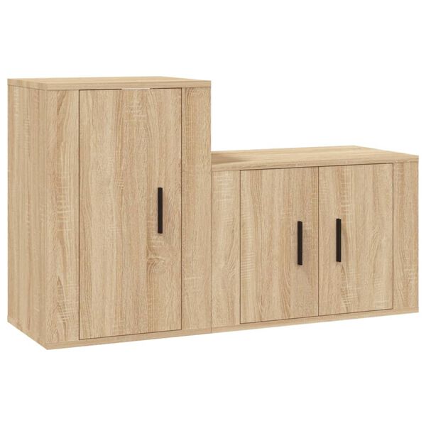 vidaXL Ensemble de meubles TV 2 pcs ch&ecirc;ne sonoma bois d'ing&eacute;nierie