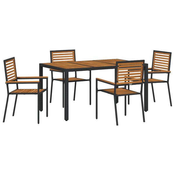 vidaXL Ensemble de salle &agrave; manger pour jardin 5 pcs Noir et Marron