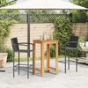 vidaXL Ensemble de bar de jardin 3 pcs noir bois massif acacia rotin