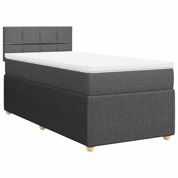 vidaXL Sommier à lattes de lit avec matelas Gris foncé 90x200 cm Tissu