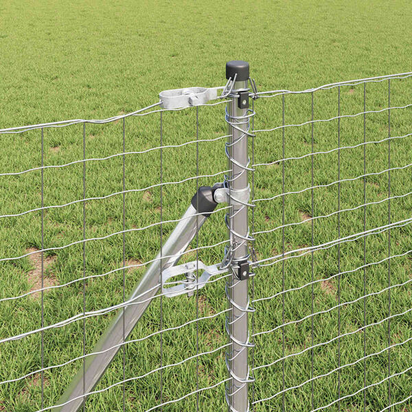 vidaXL Cl&ocirc;ture avec poteau Argent&eacute; 0,4 x 50 m Acier et PVC