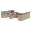 vidaXL Ensemble de canap&eacute; de jardin 11 pc Beige polyrotin