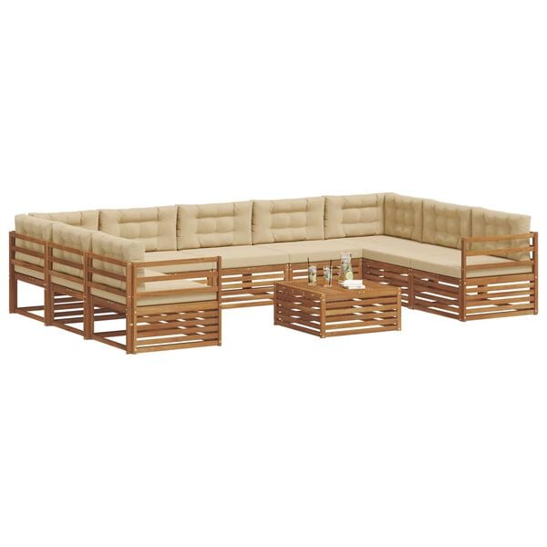 vidaXL Ensemble de canap&eacute;s d'ext&eacute;rieur 10 pcs Naturel et Beige