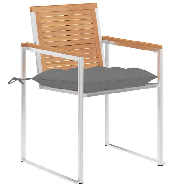 vidaXL Chaises de jardin avec coussins lot de 2 Teck solide et acier