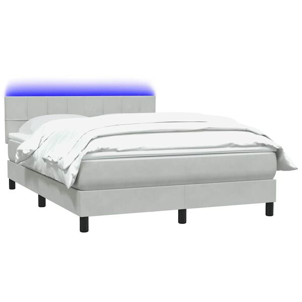 vidaXL Sommier &agrave; lattes de lit et matelas et LED gris clair 160x210cm velours