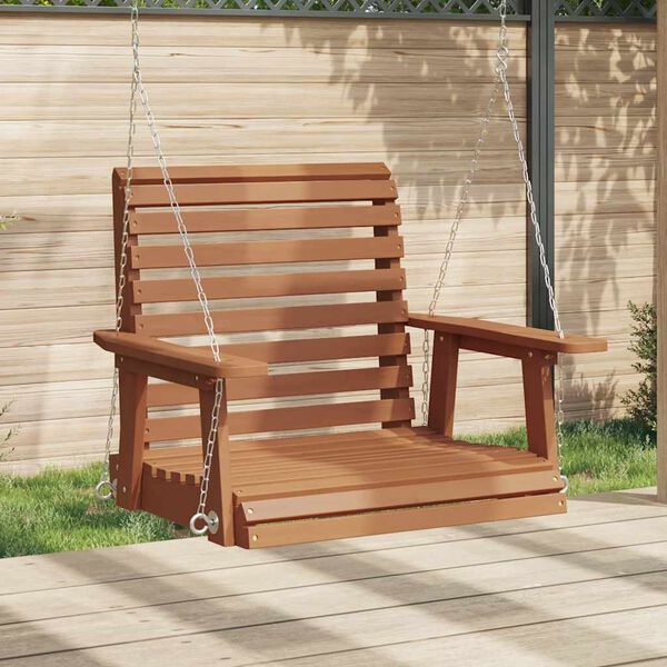vidaXL Chaise balan&ccedil;oire de jardin cha&icirc;nes en m&eacute;tal bois massif sapin