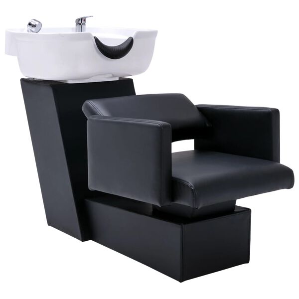 vidaXL Chaise de salon et lavabo Noir et blanc 129x59x82 cm Similicuir