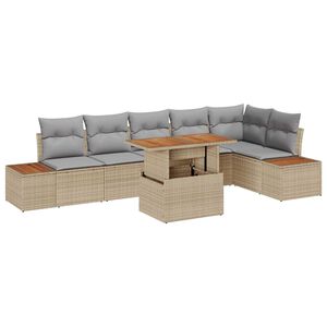 vidaXL Ensemble de salle &agrave; manger pour jardin 7 pcs Beige et gris