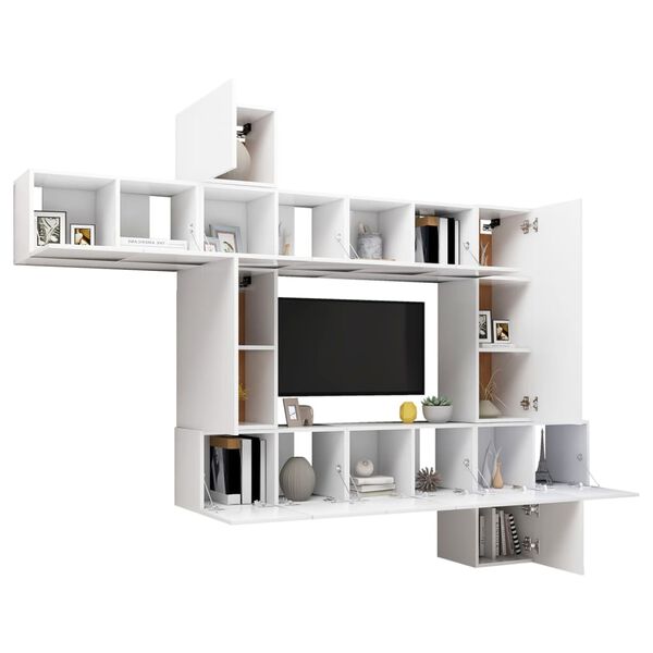 vidaXL Ensemble de meubles TV 10 pcs Blanc Bois d'ing&eacute;nierie